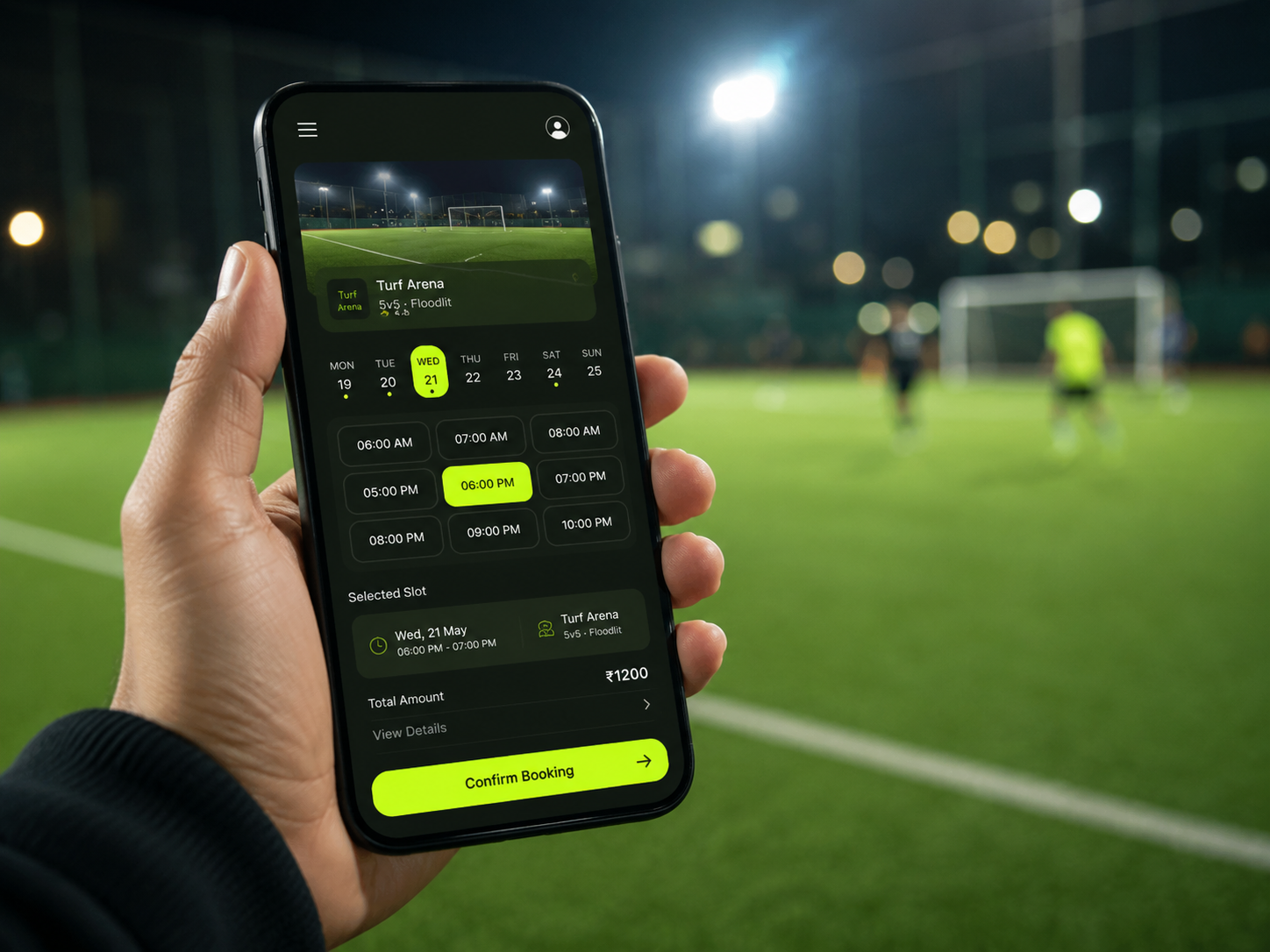 Booking a Spodium turf slot on phone